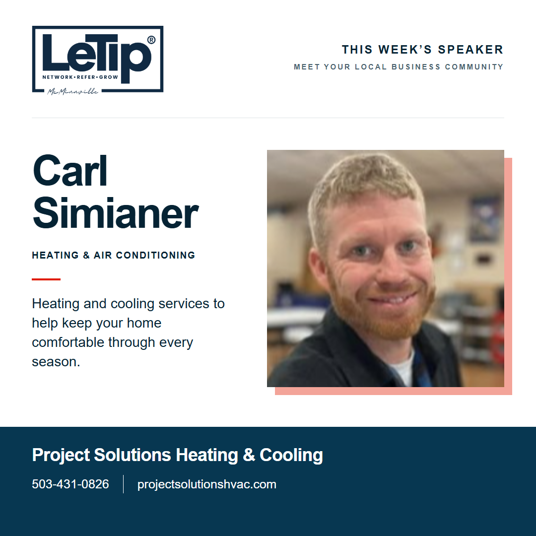 Speaker card for Carl Simianer at Project Solutions Heating & Cooling, with business contact information