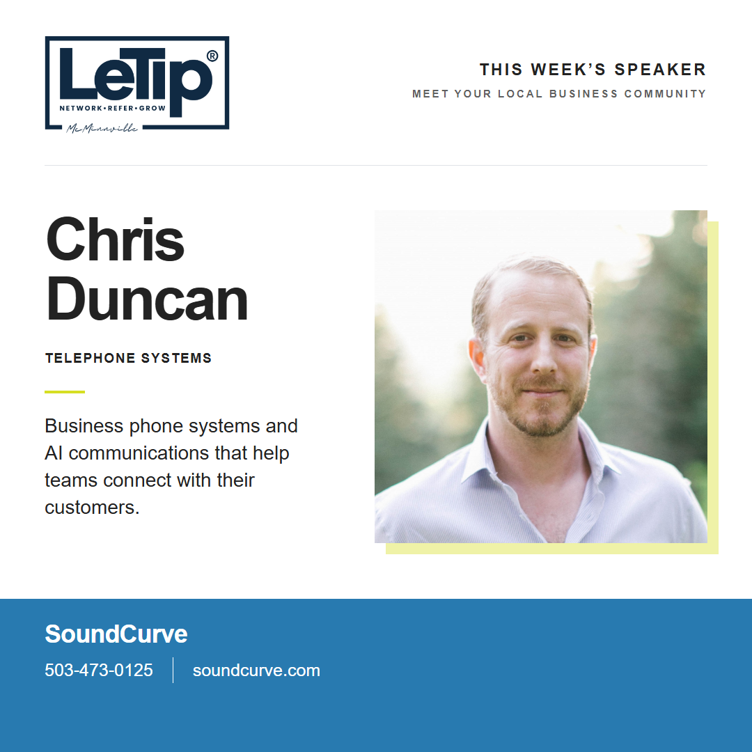 Speaker card for Chris Duncan at SoundCurve, with business contact information