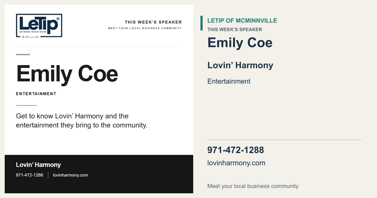 Wide Facebook link preview for Emily Coe